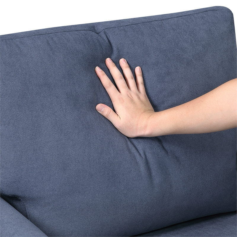 Pemberly Row Textured Fabric Loveseat with Flared Arms in Blue