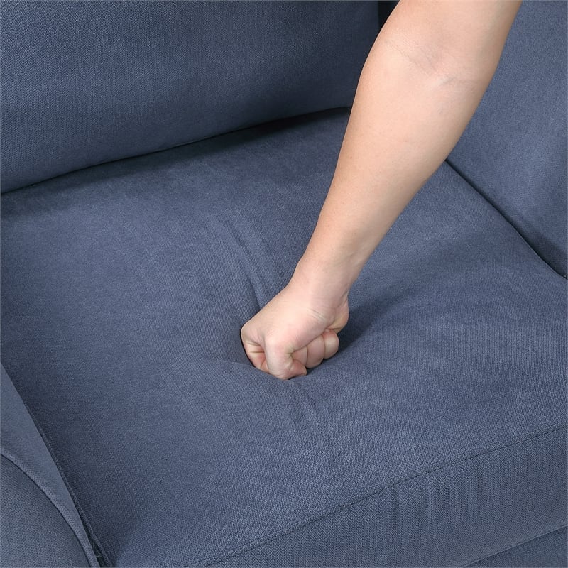 Pemberly Row Textured Fabric Loveseat with Flared Arms in Blue