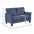 Pemberly Row Textured Fabric Loveseat with Flared Arms in Blue