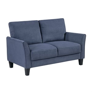 Pemberly Row Textured Fabric Loveseat with Flared Arms in Blue