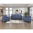 Pemberly Row Textured Fabric Sofa with Flared Arms Pocket Coils in Blue