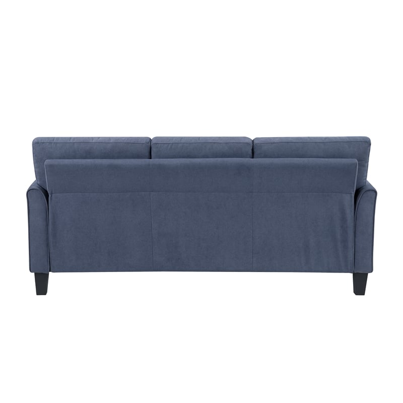 Pemberly Row Textured Fabric Sofa with Flared Arms Pocket Coils in Blue