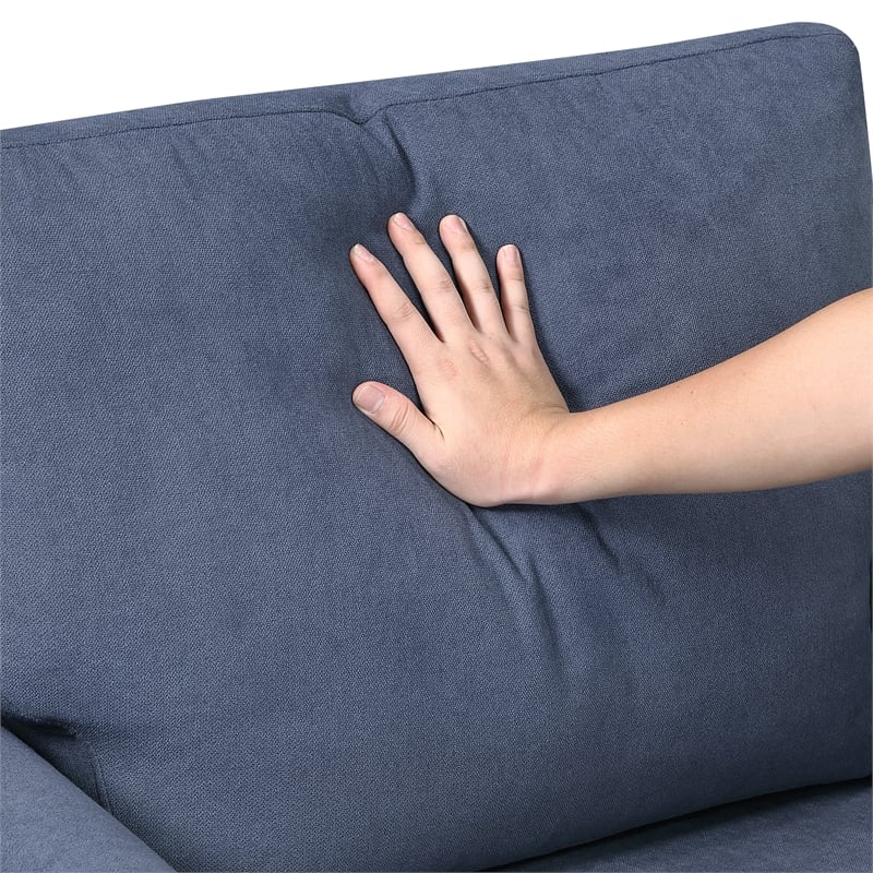 Pemberly Row Textured Fabric Sofa with Flared Arms Pocket Coils in Blue