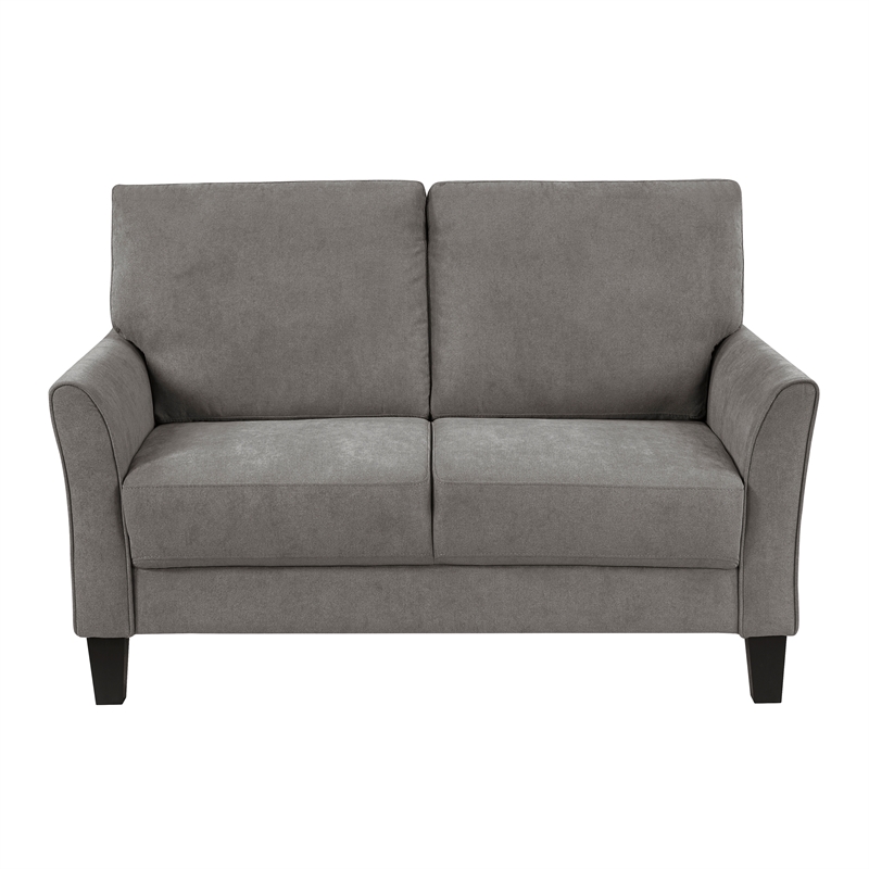 Pemberly Row Textured Fabric Loveseat with Flared Arms in Chocolate