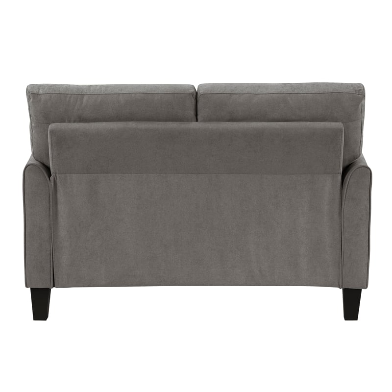 Pemberly Row Textured Fabric Loveseat with Flared Arms in Chocolate