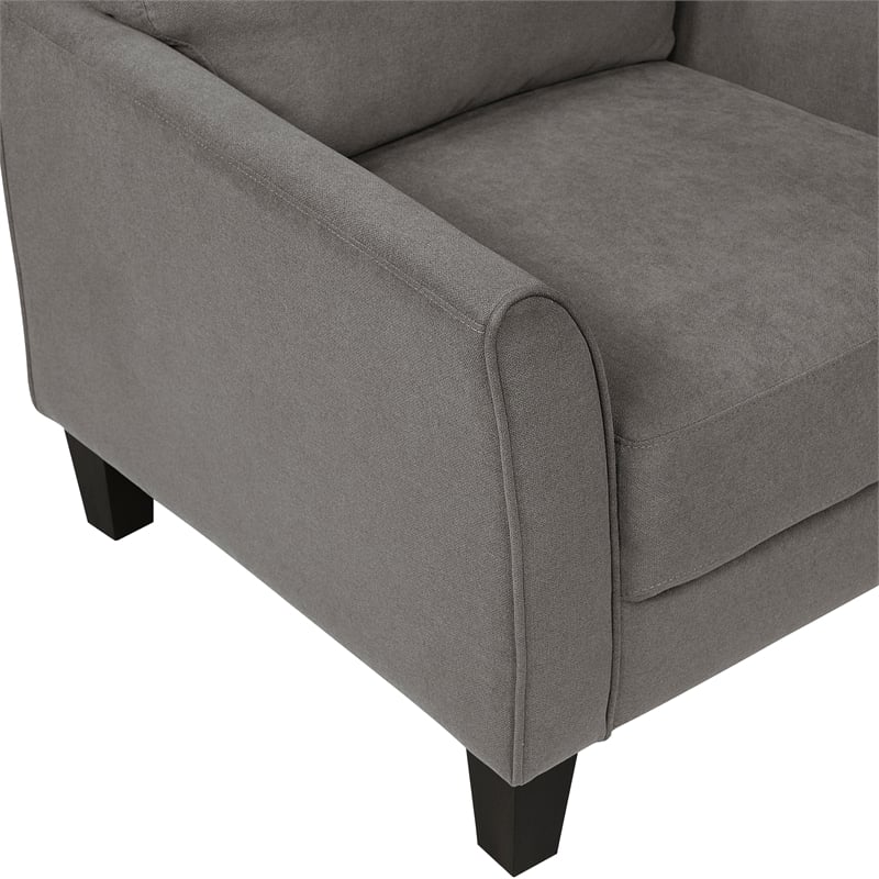 Pemberly Row Textured Fabric Loveseat with Flared Arms in Chocolate