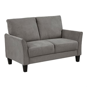 Pemberly Row Textured Fabric Loveseat with Flared Arms in Chocolate