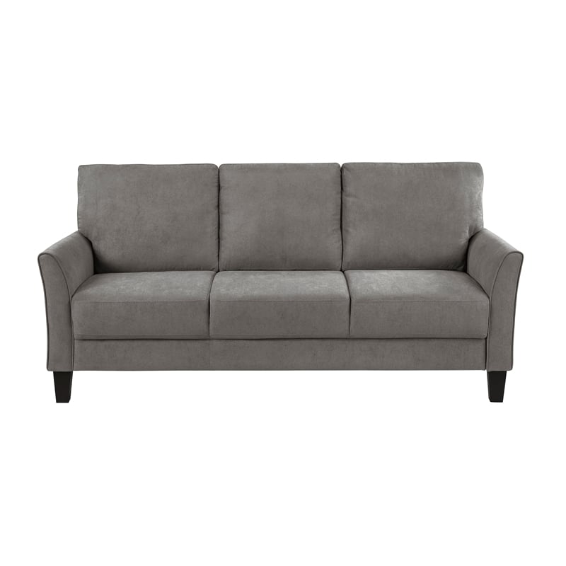 Pemberly Row Textured Fabric Sofa with Flared Arms Pocket Coils in Chocolate