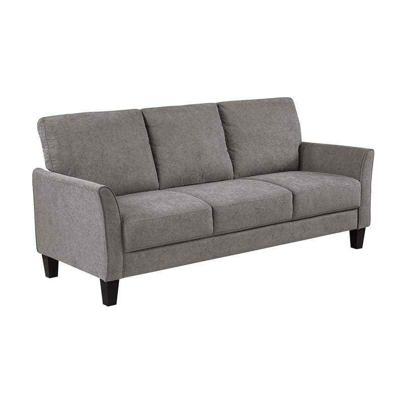 Pemberly Row Textured Fabric Sofa with Flared Arms Pocket Coils in Chocolate