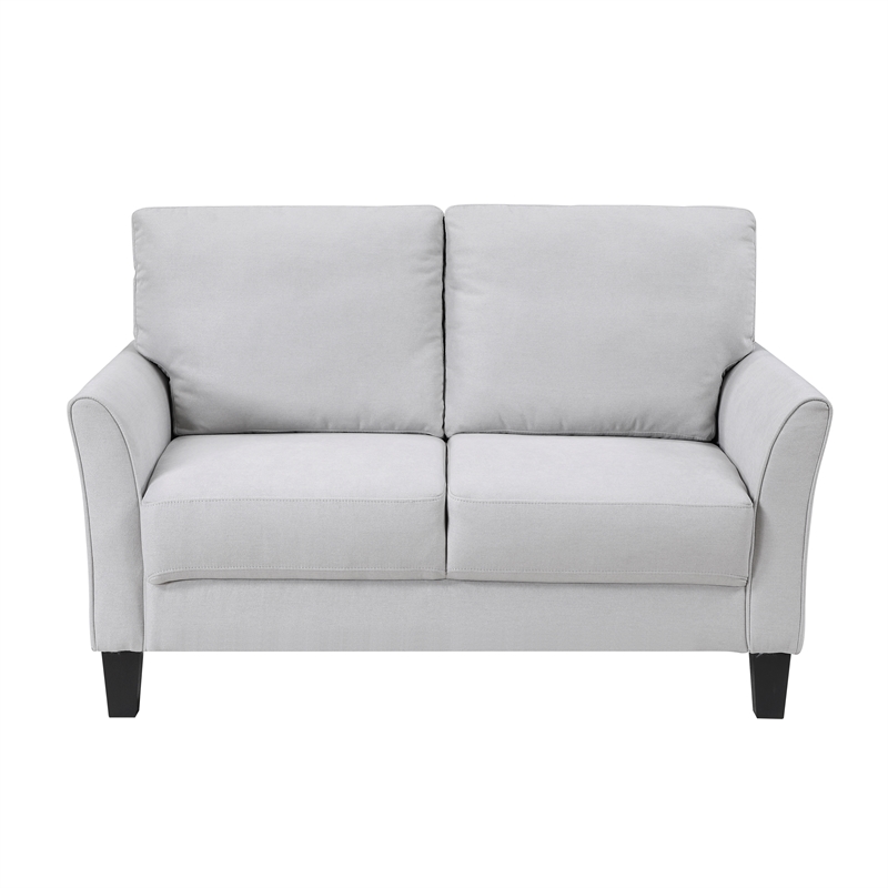 Pemberly Row Textured Fabric Loveseat with Flared Arms in Gray