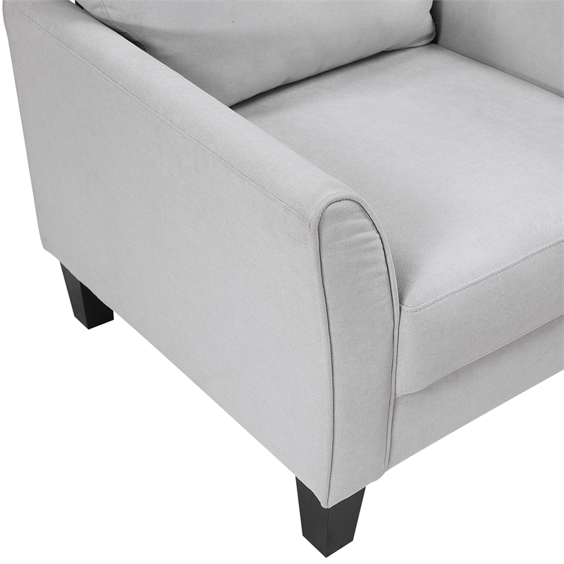 Pemberly Row Textured Fabric Loveseat with Flared Arms in Gray