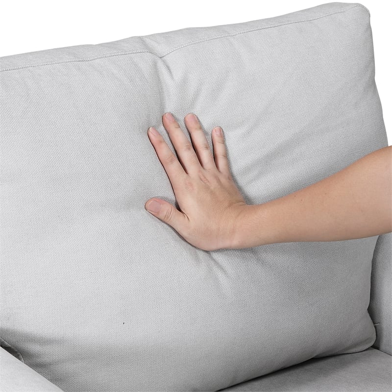 Pemberly Row Textured Fabric Loveseat with Flared Arms in Gray
