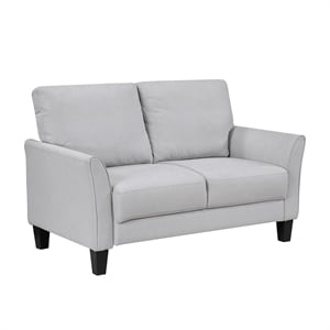 Pemberly Row Textured Fabric Loveseat with Flared Arms in Gray