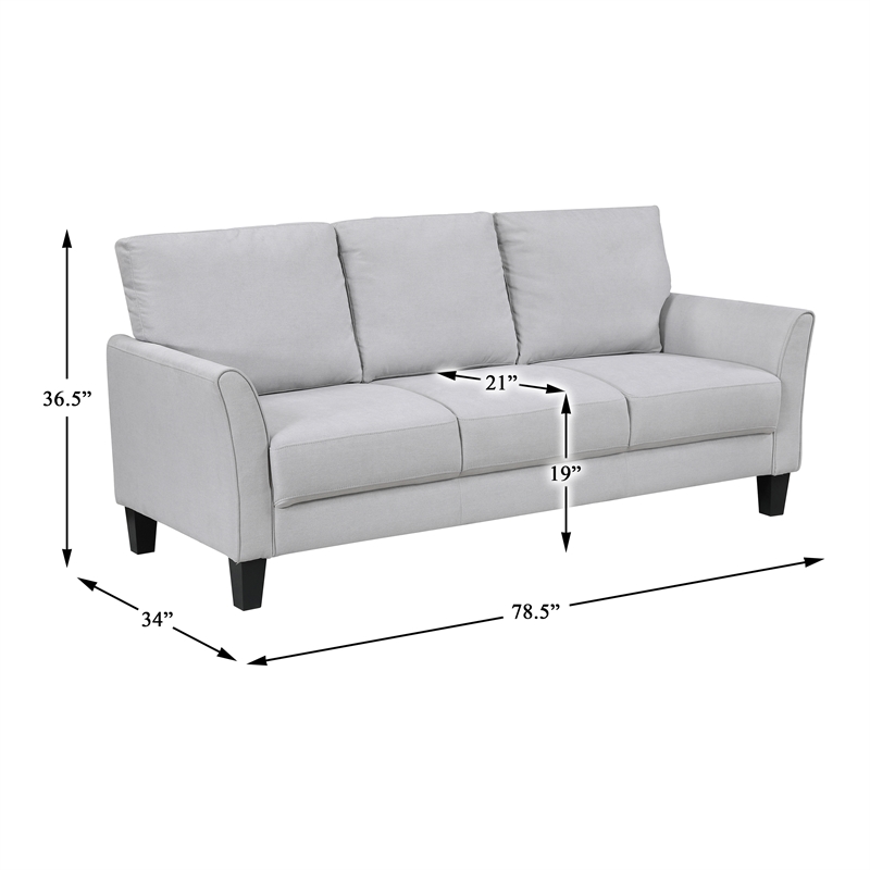 Pemberly Row Textured Fabric Sofa with Flared Arms Pocket Coils in Gray