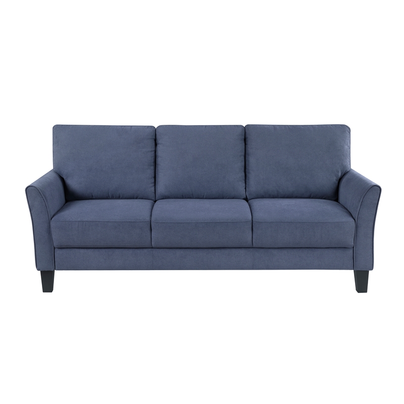 Pemberly Row Textured Fabric Sofa with Flared Arms Pocket Coils in Blue