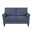 Pemberly Row Textured Fabric Sofa with Flared Arms Pocket Coils in Blue