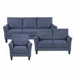 Pemberly Row Textured Fabric Sofa with Flared Arms Pocket Coils in Blue