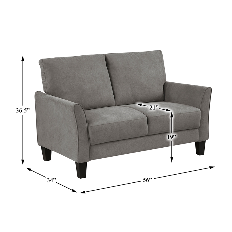 Pemberly Row Textured Fabric Loveseat with Flared Arms Pocket Coils in Chocolate