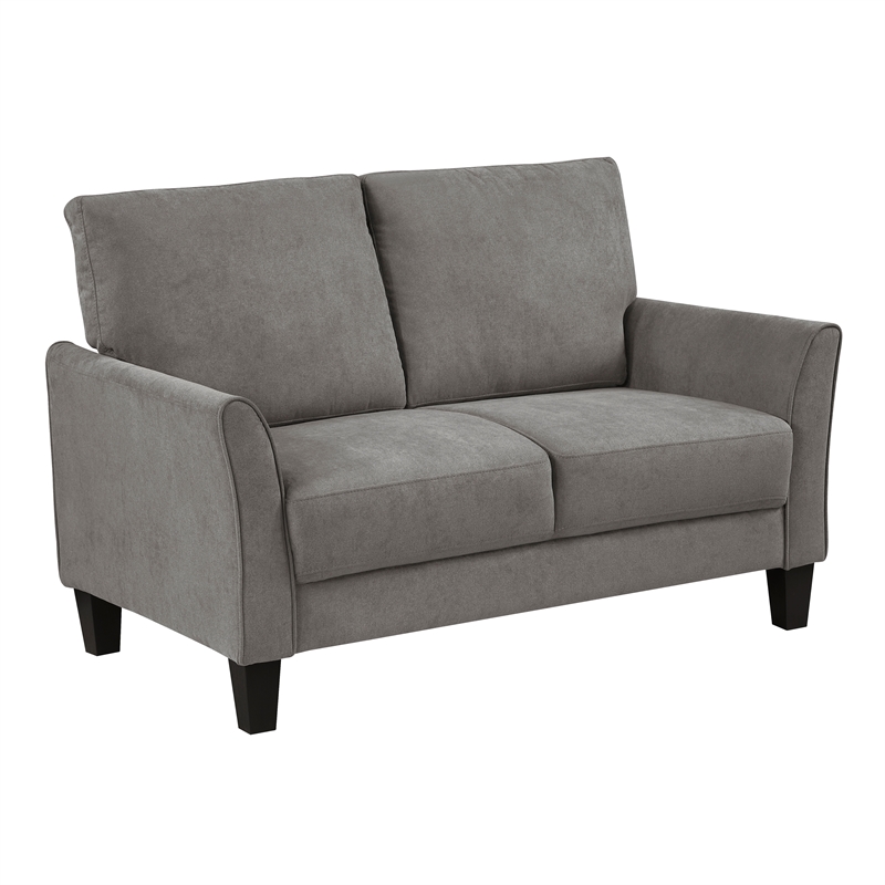 Pemberly Row Textured Fabric Loveseat with Flared Arms Pocket Coils in Chocolate