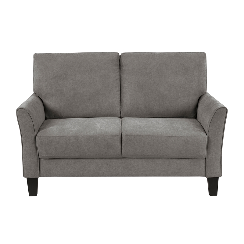 Pemberly Row Textured Fabric Loveseat with Flared Arms Pocket Coils in Chocolate