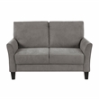 Pemberly Row Textured Fabric Loveseat with Flared Arms Pocket Coils in Chocolate