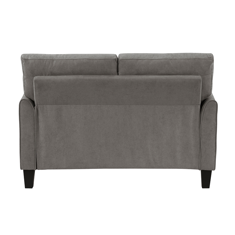 Pemberly Row Textured Fabric Loveseat with Flared Arms Pocket Coils in Chocolate