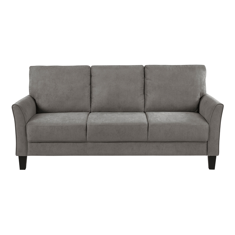 Pemberly Row Textured Fabric Loveseat with Flared Arms Pocket Coils in Chocolate