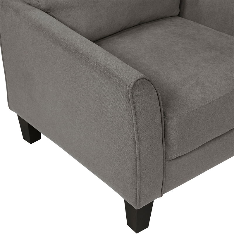 Pemberly Row Textured Fabric Loveseat with Flared Arms Pocket Coils in Chocolate