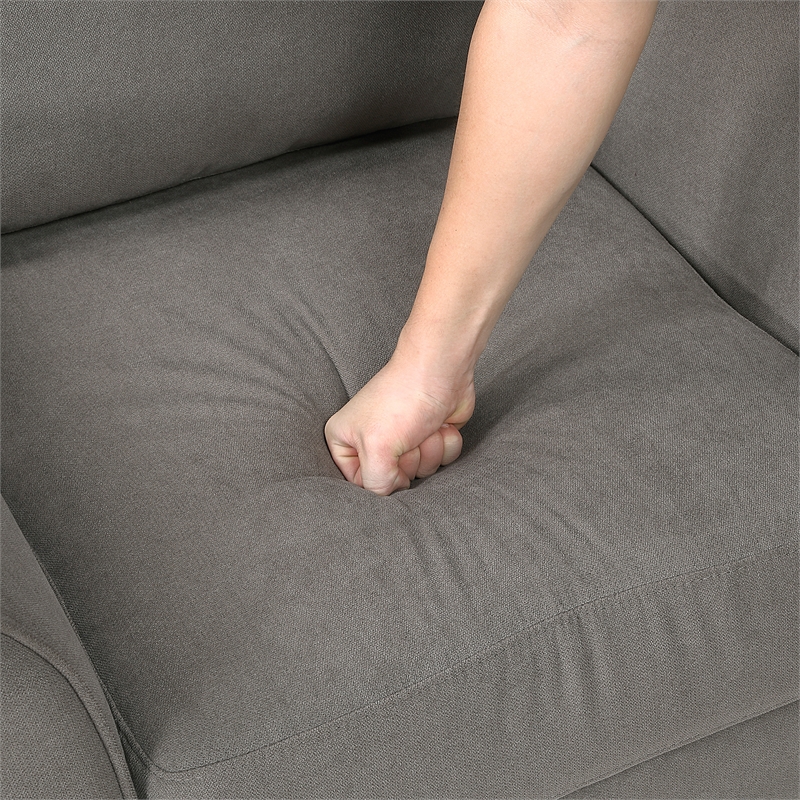Pemberly Row Textured Fabric Sofa with Flared Arms Pocket Coils in Chocolate