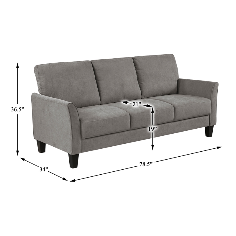 Pemberly Row Textured Fabric Sofa with Flared Arms Pocket Coils in Chocolate