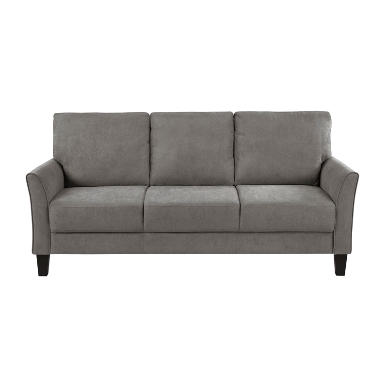 Pemberly Row Textured Fabric Sofa with Flared Arms Pocket Coils in Chocolate