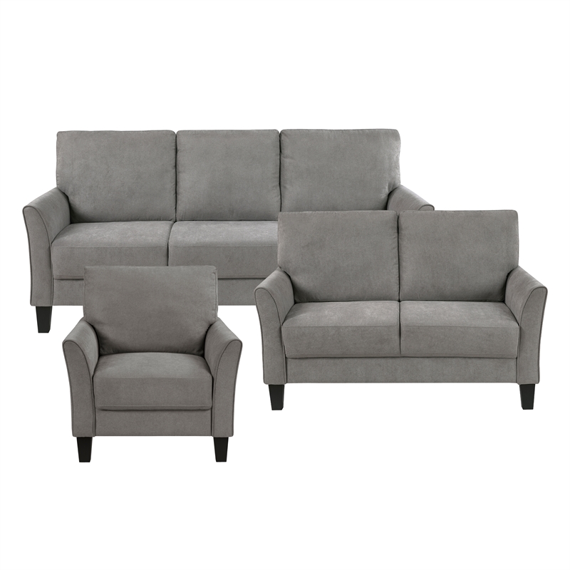 Pemberly Row Textured Fabric Sofa with Flared Arms Pocket Coils in Chocolate
