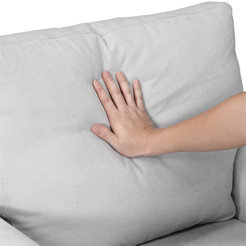 Pemberly Row Textured Fabric Loveseat with Flared Arms Pocket Coils in Gray