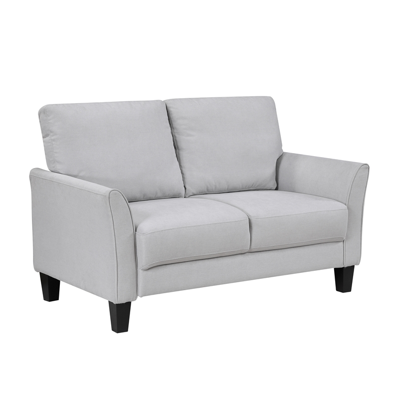 Pemberly Row Textured Fabric Loveseat with Flared Arms Pocket Coils in Gray