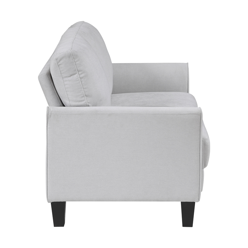 Pemberly Row Textured Fabric Loveseat with Flared Arms Pocket Coils in Gray