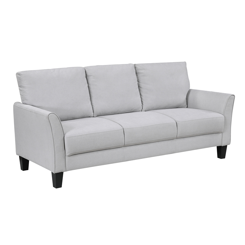 Pemberly Row Textured Fabric Loveseat with Flared Arms Pocket Coils in Gray