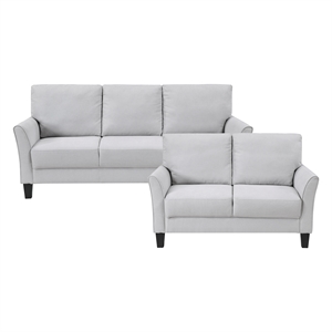 Pemberly Row Textured Fabric Loveseat with Flared Arms Pocket Coils in Gray