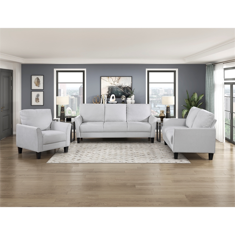 Pemberly Row Textured Fabric Sofa with Flared Arms Pocket Coils in Gray