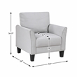 Pemberly Row Textured Fabric Sofa with Flared Arms Pocket Coils in Gray