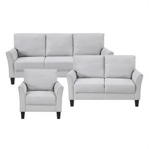 Pemberly Row Textured Fabric Sofa with Flared Arms Pocket Coils in Gray