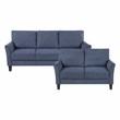 Pemberly Row Textured Fabric Loveseat with Flared Arms Pocket Coils in Blue