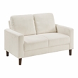 Pemberly Row Corduroy Fabric Loveseat with Track Arms Pocket Coils in Beige