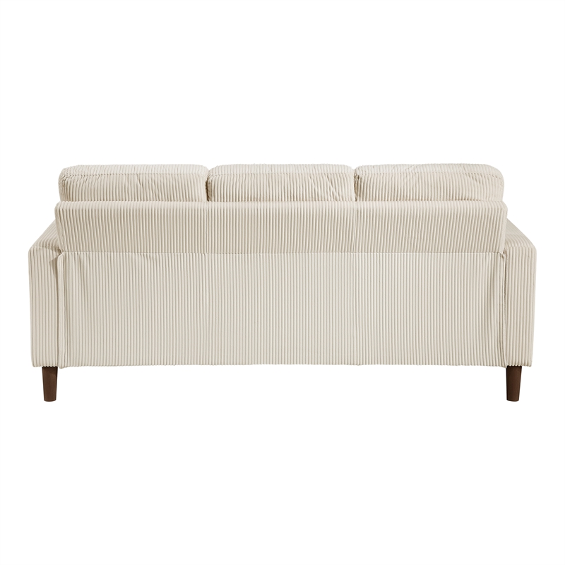 Pemberly Row Corduroy Fabric Loveseat with Track Arms Pocket Coils in Beige
