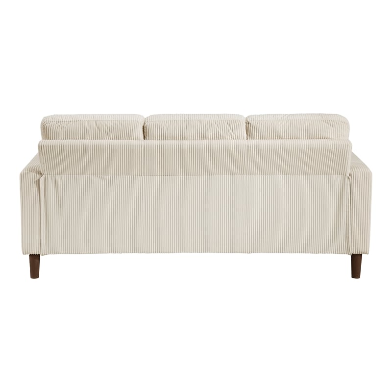 Pemberly Row Corduroy Fabric Sofa with Track Arms Pocket Coils in Beige