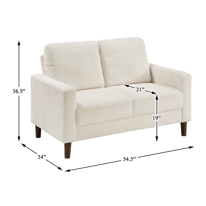 Pemberly Row Corduroy Fabric Sofa with Track Arms Pocket Coils in Beige