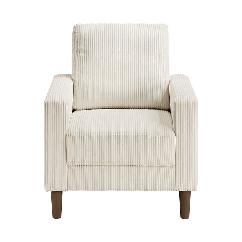 Pemberly Row Corduroy Fabric Sofa with Track Arms Pocket Coils in Beige