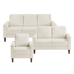 Pemberly Row Corduroy Fabric Sofa with Track Arms Pocket Coils in Beige