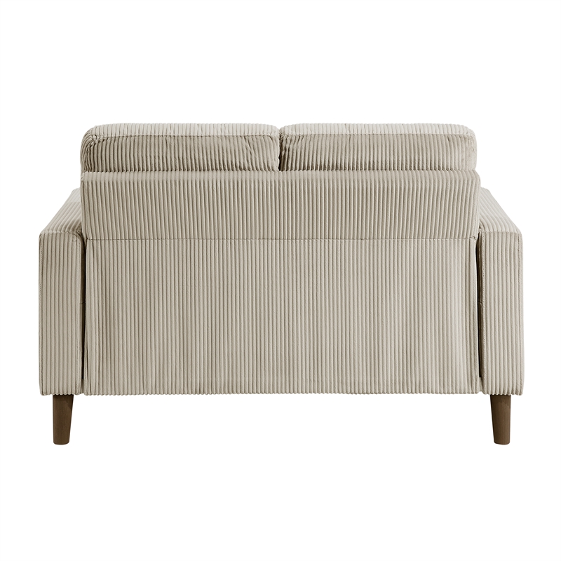 Pemberly Row Corduroy Fabric Loveseat with Track Arms Pocket Coils in Taupe