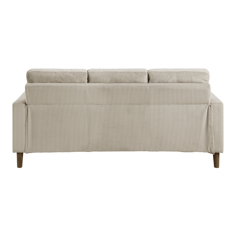 Pemberly Row Corduroy Fabric Loveseat with Track Arms Pocket Coils in Taupe