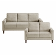Pemberly Row Corduroy Fabric Loveseat with Track Arms Pocket Coils in Taupe